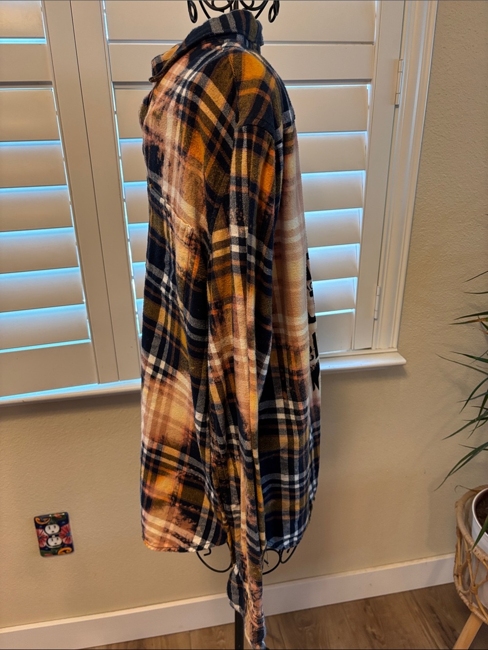Handmade one of a kind Country Music Graphic Back Plaid Flannel Shirt - Picture 6 of 6